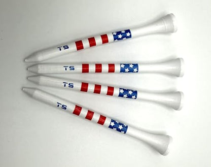 Premium Wood Golf Tees – 3¼" Durable Bamboo Performance Tees (100 Pack) – Made in USA – Bulk Value Pack - color: Stars and Stripes
