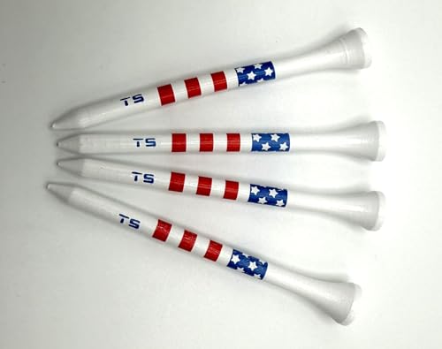 Premium Wood Golf Tees – 3¼" Durable Bamboo Performance Tees (100 Pack) – Made in USA – Bulk Value Pack - color: Stars and Stripes