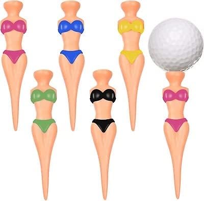 6Pcs/Set Funny Plastic Golf Tees, 76 mm/ 3 Inch Plastic Pin up Golf Tees for Home Golf Training Accessories Golf Tees