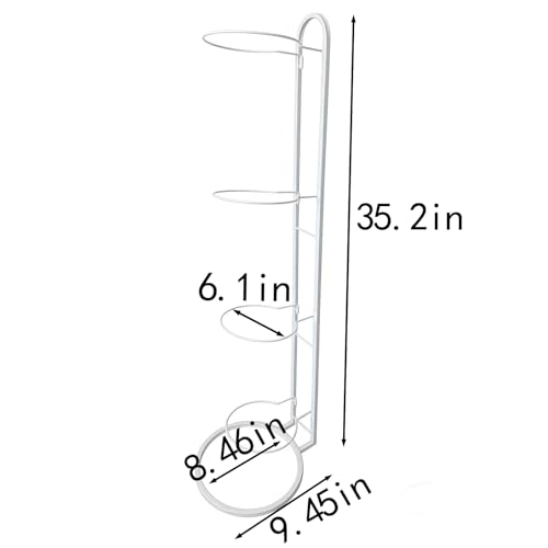 Ball Storage Rack, White Metal, 4-Tier Vertical Organizer for Basketball, Soccer, Volleyball, Sports Equipment Holder (4-Tier) - size: 4-Tier