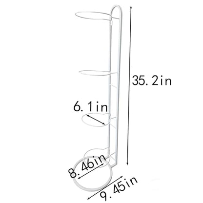 Ball Storage Rack, White Metal, 4-Tier Vertical Organizer for Basketball, Soccer, Volleyball, Sports Equipment Holder (4-Tier) - size: 4-Tier
