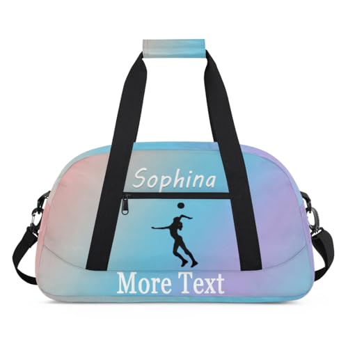 Personalized volleyball Bag with Name Custom Sport Duffle Bag for Kids Girls and Boys Overnight Sleepover Bag Travel Bag Weekender Bag for Gym Gymnastics Gift blue purple orange volleyball - color: U:blue purple orange, size: volleyball