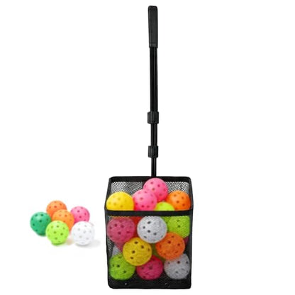 Tennis Ball Hopper, Holds 40+ Pickleballs or 50+ Tennis Balls, Lightweight Durable Steel Frame, Portable Adjustable Ball Picker（Excluding Ball） - color: Black