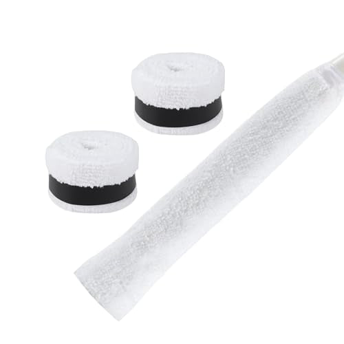 2 Pcs Tennis Racket Grip Tape, Towel Tennis Overgrip Tape, Anti-Slip Absorbent Grip, Racket Overgrip Tape,9 Colors - color: White