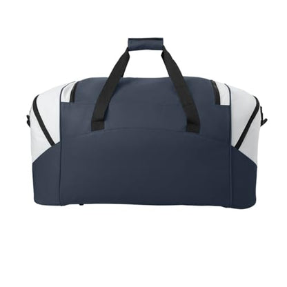 Personalized Large Duffel Bag, Football, Soccer, Basketball, Baseball Duffle Bag, Athlete Gift, Sport Bag, Embroidered Name, Navy/Grey - color: Navy/Grey