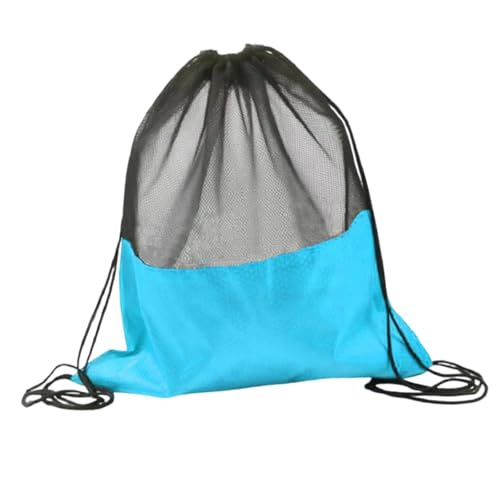 Basketball Drawstring Backpack Mesh Ball Bag Oxford Cloth Shoulder Bag Comfortable Design Suitable for gym sports travel entertainment - color: Lake blue