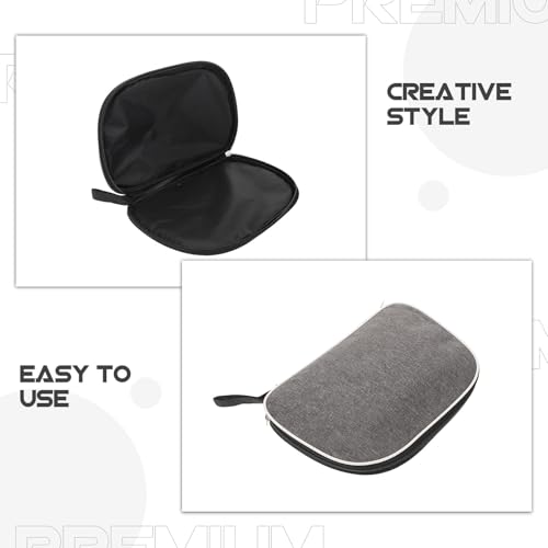 Happyyami Table Tennis Racket Case Portable Paddle Bag Gray Fan Shape Table Tennis Paddle Holder Storage Zipper Bag for Training and Travel