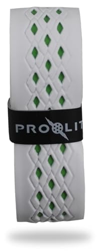 No-Sweat Diamond Grip for Pickleball Paddles, Tennis, Racquetball - color: White w/ Green Underlay, size: 1-Pack