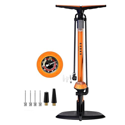 GOBKO Bike Pump with Gauge,Bicycle Floor Pump for Presta and Schrader Valves Bike Tire Pumps Inflator High Pressure 160PSI & 11BAR Portable Air Pump for Road Bike Car MTB Sports Balls