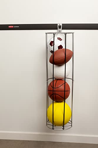 Rubbermaid Garage FastTrack Vertical Ball Rack Satin Nickel Wall Mounted Storage System Holds up to 50 pounds for Home/Garage Silver