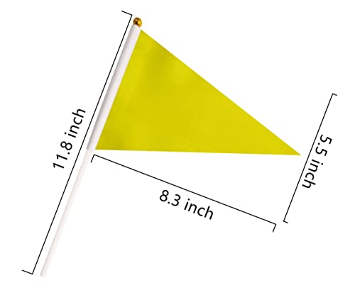 50 Pack Yellow Pennant Small Mini Flags On Sticks,Hand Held Solid Yellow Pennant DIY Graffiti Flag,Party Events Celebration,School,Grand Opening,Kids Birthday,Sports Clubs,Flower Pot - color: yellow