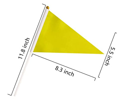 50 Pack Yellow Pennant Small Mini Flags On Sticks,Hand Held Solid Yellow Pennant DIY Graffiti Flag,Party Events Celebration,School,Grand Opening,Kids Birthday,Sports Clubs,Flower Pot - color: yellow