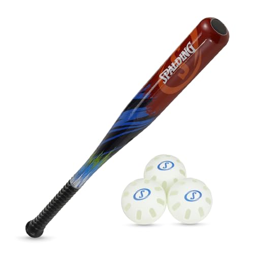 Spalding - Junior Bat and Ball Set, 29" Bat with 3 Training Balls, Beginner Backyard Baseball Fun, Outdoor Play for Kids (Orange)