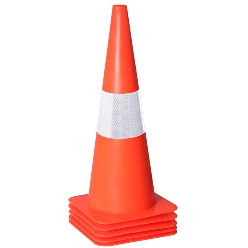 [5 Pack] 18 inch Traffic Cones with Reflective Strip, Safety Road Parking Cones,Agility Field Marker Cones for Soccer Basketball Football Drills Training, Outdoor Sport Activity & Festive Events - color: 5 Pack, Orange with Reflective