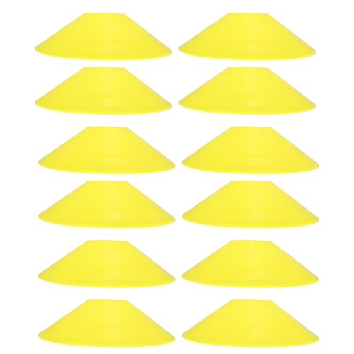 Ciieeo 12pcs Yellow Portable Disc Cones Football Training Plates Multi-Function Soccer Agility Markers for Sports Practice and Coaching