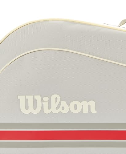 WILSON 2025 Team Tennis Racket Bags - color: Oats/Red, size: Holds up to 3 Rackets