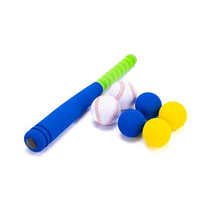 CeleMoon 16.5 Inch [Mini Size] Soft Kids Foam Baseball Bat Toy Set with 6 Balls, Gift for Toddler Age 3 Years Old Indoor Outdoor Sport T Ball Bat Playing Sport Game (Blue)