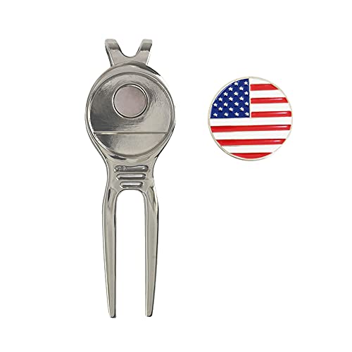 Myartte Golf Metal Divot Repair Tool with 24.5 mm Ball Marker - color: Silver
