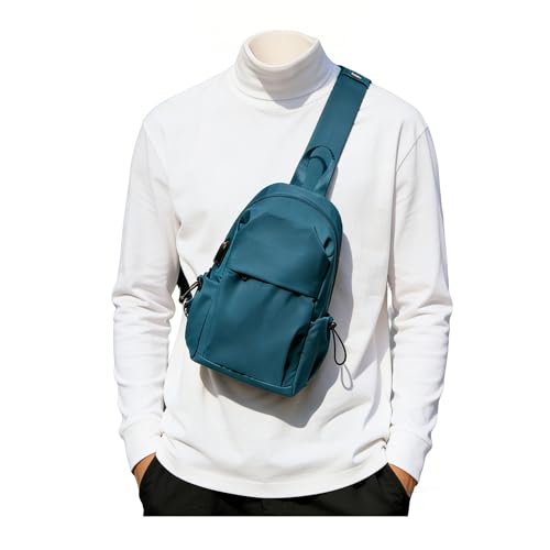 SEAFEW Blue Sling Crossbody Backpack Shoulder Messenger Bag for Men, Mini Anti Theft One Strap Motorcycle Backpack Sling Tactical Chest Bag for Travel Hiking Sport Gym - color: Blue-small
