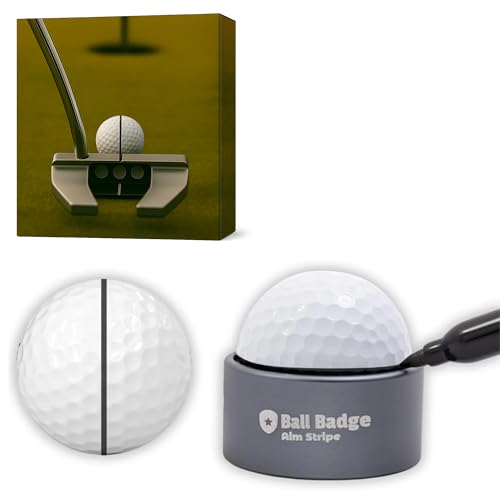 Ball Badge Aim Stripe - 360 Degree Golf Ball Line Marker Kit with Golf Bag Attachment for Perfect Alignment and Precision Putting - color: Grey