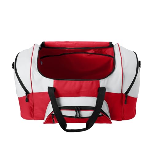 Personalized Large Duffel Bag, Football, Soccer, Basketball, Baseball, Athlete Gift, Sport Bag, Embroidered Name, Red/Grey - color: Red/Grey