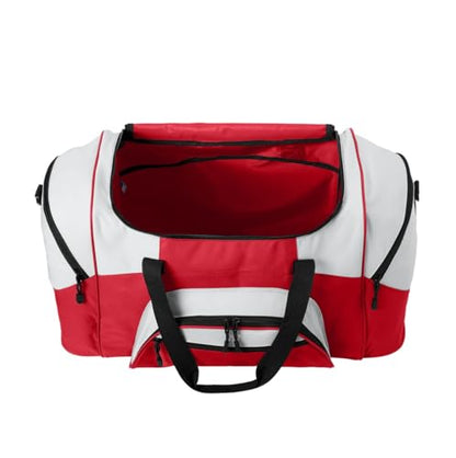 Personalized Large Duffel Bag, Football, Soccer, Basketball, Baseball, Athlete Gift, Sport Bag, Embroidered Name, Red/Grey - color: Red/Grey