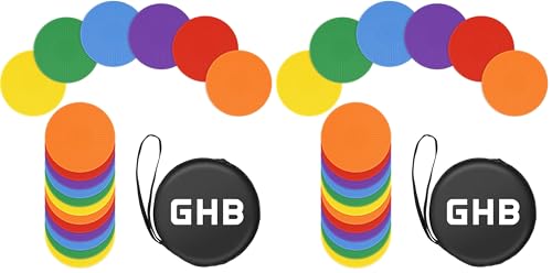 GHB 4" or 9" Poly Spot Markers Agility Dot for Gym/PE Training, Dance,12 Pcs Round Multiple Color Size Rubber Non-Slip Spot Marker for Games, Floor Dots and Sport Activities (9 Inch 12Pcs) - size: 4 Inch 12Pcs (Pack of 2)