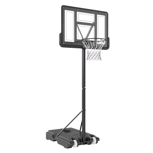 VEVOR Basketball Hoop, Basketball Hoop 44 48 50 54 Inchs PC Backboard, 4.4-10FT Height Adjustable, Basketball Portable Hoop& Goal, Indoor/Outdoor Classic Basketball Court, Teen Adult School Park - color: Black 44in