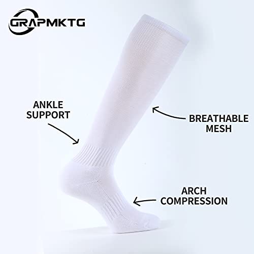 GRAPMKTG 3 Pack Softball Soccer Socks Baseball Football Socks for Youth Men and Women - color: White, size: Small