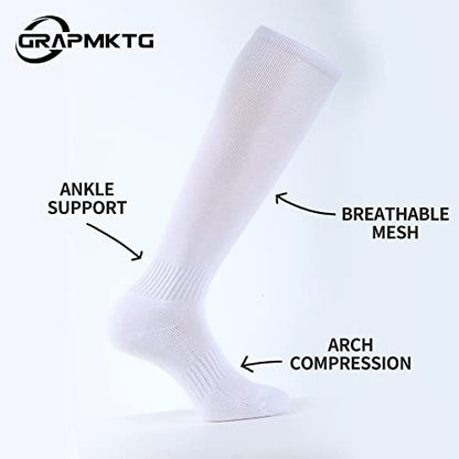 GRAPMKTG 3 Pack Softball Soccer Socks Baseball Football Socks for Youth Men and Women - color: White, size: Medium