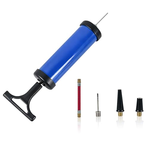 Luwint Ball Pump Manual Portable - Hand Blower Air Pumper for Soccer Basketball Volleyball Balloon, Sport Balls Inflator Pumping with 2 Needles 2 Nozzle 1 Extension Hose