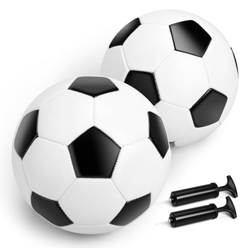 Soccer Ball Size 5 Size 4 Size 3 Size 2 with Pump Deflated - Single, 2 or 3 Pack Official Size Indoor Outdoor Training - Gift for Toddler Kids Youth Teens Adult 1-3 5-8 8-12 12+ Years Old Boys Girls