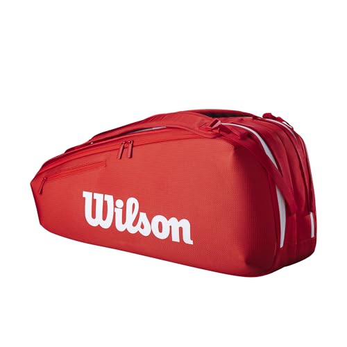 WILSON 2025 Super Tour Red Tennis Racket Bags - size: Racket Bag - Holds up to 6 Rackets