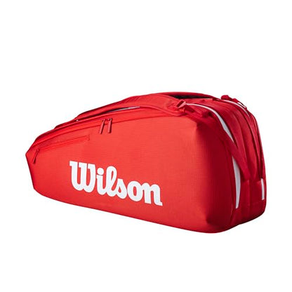 WILSON 2025 Super Tour Red Tennis Racket Bags - size: Racket Bag - Holds up to 6 Rackets