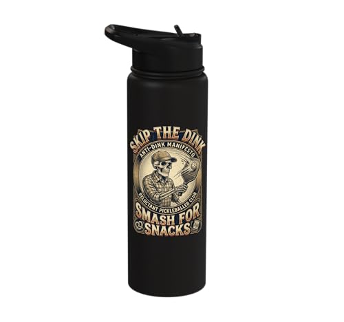Pickleball Humor s Smash for Snacks s Court Rules Stainless Steel Insulated Water Bottle - color: Black