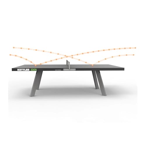 KETTLER Eden Weatherproof Stationary Outdoor Table Tennis Table with Galvanized Steel Legs and Permanent Net and Post System
