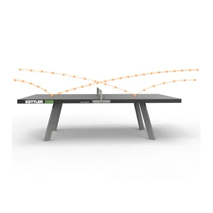 KETTLER Eden Weatherproof Stationary Outdoor Table Tennis Table with Galvanized Steel Legs and Permanent Net and Post System