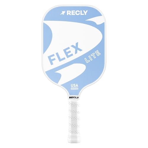 Recly Pickleball Paddles, Carbon Fiber Pickleball Paddle with UV Printed Finish & Sure-Grip Elongated Handle 14MM,USAPA Approved for Beginner and Professional Players - color: light blue