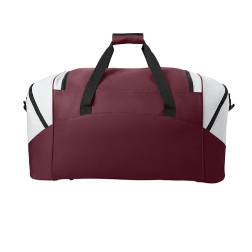 Personalized Large Duffel Bag, Football, Soccer, Basketball, Baseball Duffle Bag, Athlete Gift, Sport Bag, Embroidered Name, Maroon/Grey - color: Maroon/Grey