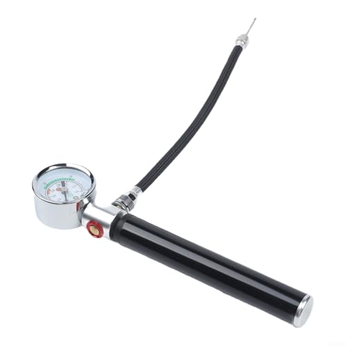 Portable Bike Pump, Aluminum Alloy Tire Inflator with Pressure Gauge, for American and Valves, Basketball Needle Included - size: Basketball model