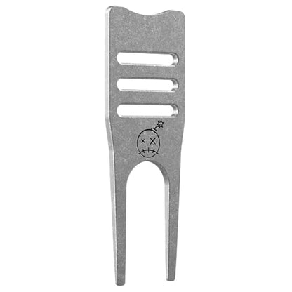 Fastfuse Titanium 4-in-1 Golf Divot Repair Tool & Ball Marker - Club Tee - Groove Cleaner - Putting Alignment Aid - color: Stone Washed