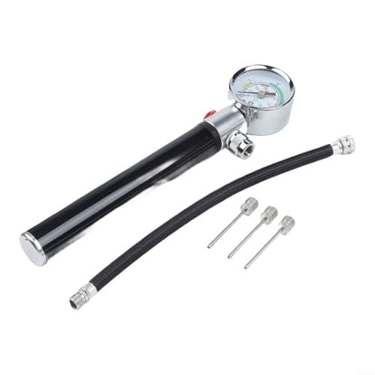 Portable Bike Pump, Aluminum Alloy Tire Inflator with Pressure Gauge, for American and Valves, Basketball Needle Included - size: Basketball model