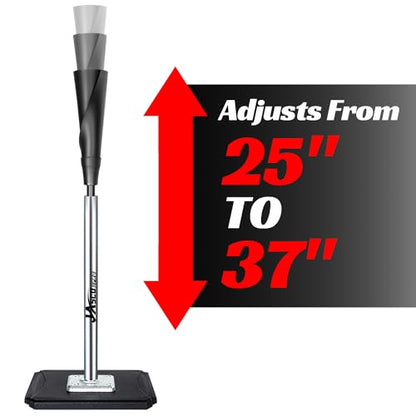 JASCOPRO Portable Batting Tee,Height Adjustable from 25-37 inch Hitting Tee For Baseball and Softball, Easy Assemble Premium Baseball Tee with Rubber Top,Metal Base Softball Tee for Kids/Youths/Adults