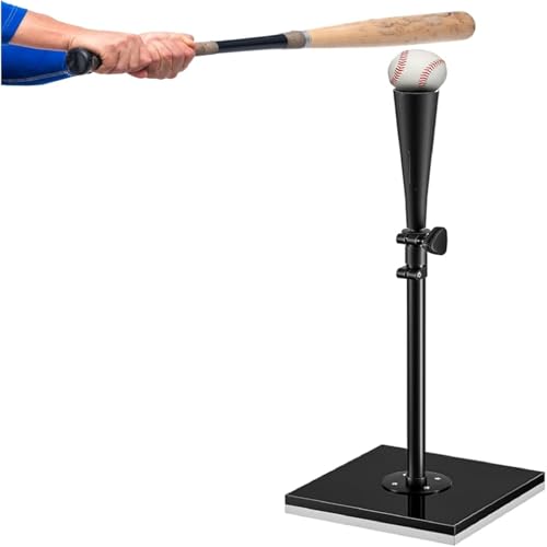 Portable Batting Tee for Baseball & Softball Heavy Duty Adjustable Height 23.25"-35.5" Hitting Tee, Rubber Top, Metal Shaft & Plastic Base for Kids & Youth