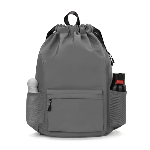 Valleycomfy Waterproof Drawstring Gym Backpack Bag for Men & Women,Sports Gym Bag with Side Pocket Dark Grey - color: A-dark Grey