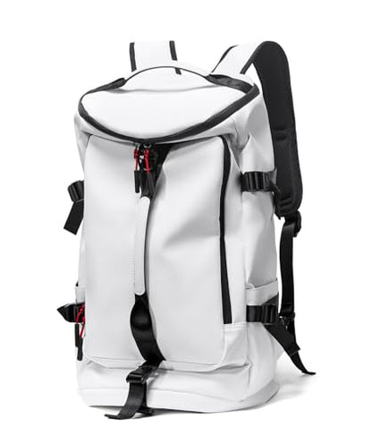 YOUMIAN Gym Duffle Bag 3 IN 1 Travel Backpack 40L Waterproof Shoe Compartment for Men and Women Basketball Soccer Sports Bag (White) - color: White