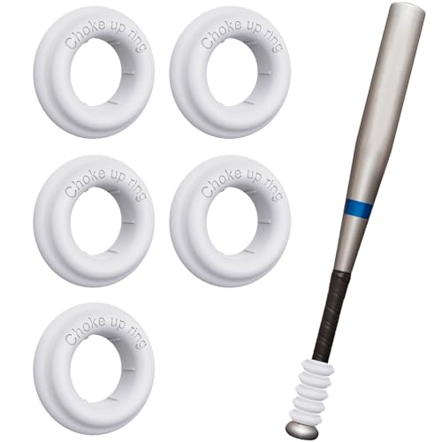 MIPREZT 5 Packs Baseball Bat Grip Choke Up Rings Choke Ring Baseball Softball Teeball Tball Bat Choke Up Ring Bat Knob Baseball Bat Accessories - color: White
