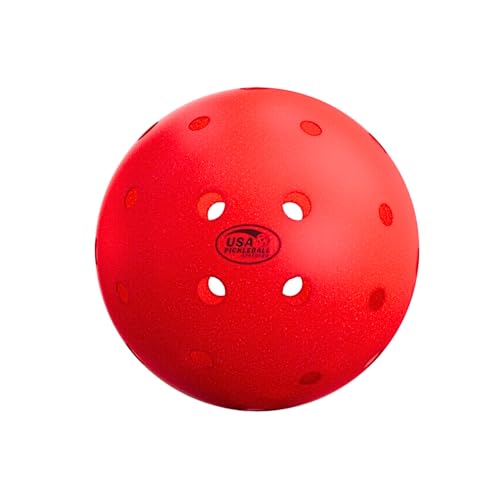Velocity Outdoor Pickleball Balls, 6 Pack in Red - USAPA Approved Official Size and Weight 40 Hole Pickleballs