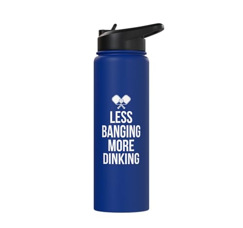 Less Banging More Dinking Pickleball Player Strategy Stainless Steel Insulated Water Bottle - color: Royal Blue