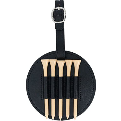 Leather Golf Tees Holder with 5 PCS Wooden Golf Tees 3-1/4 Inch Hook to Golf Bag Belt Clip for Golf Bag